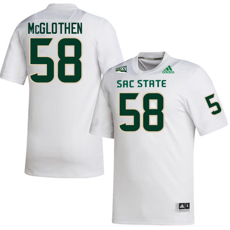 Sacramento State Hornets #58 Jayland McGlothen College Football Jerseys Stitched-White